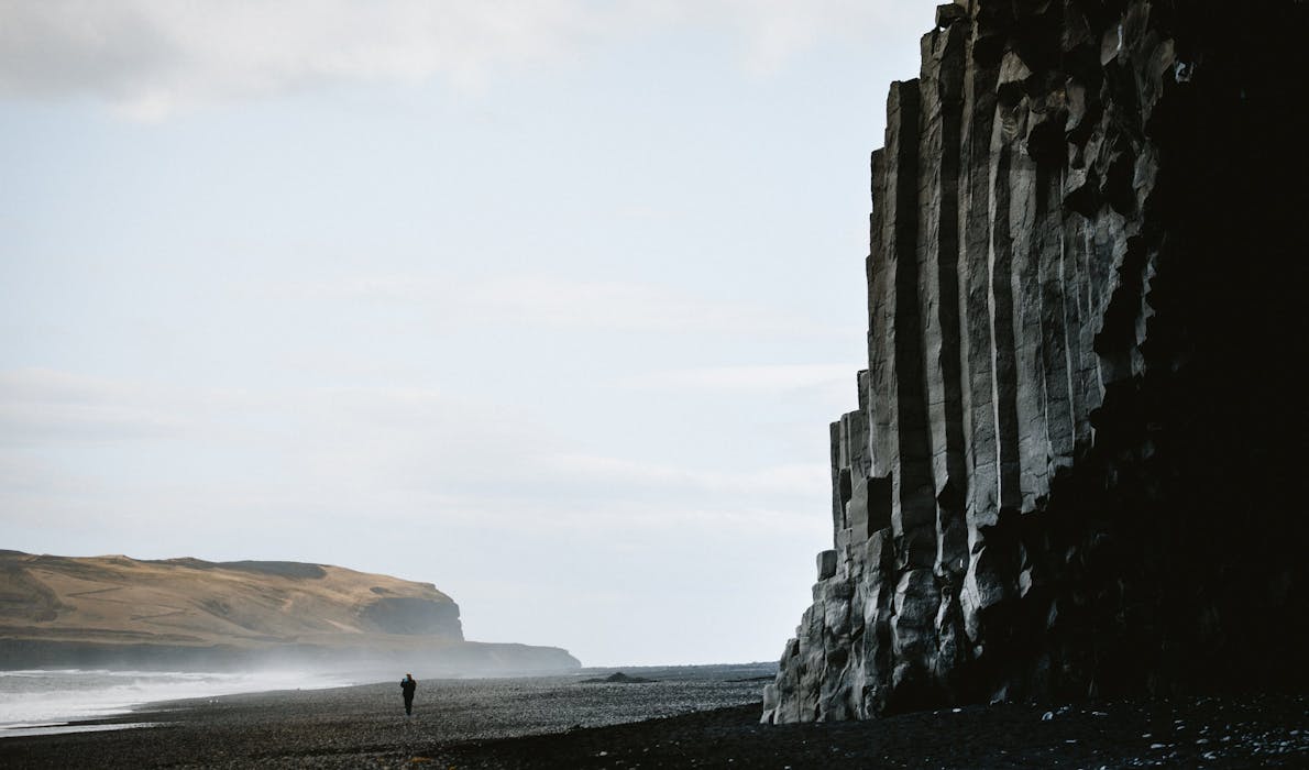 Black basalt columns on Reynisfjara beach
