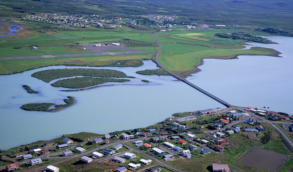 Aerial view of the town Egilsstaðir