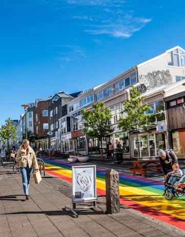 Reykjavik shopping street in summer