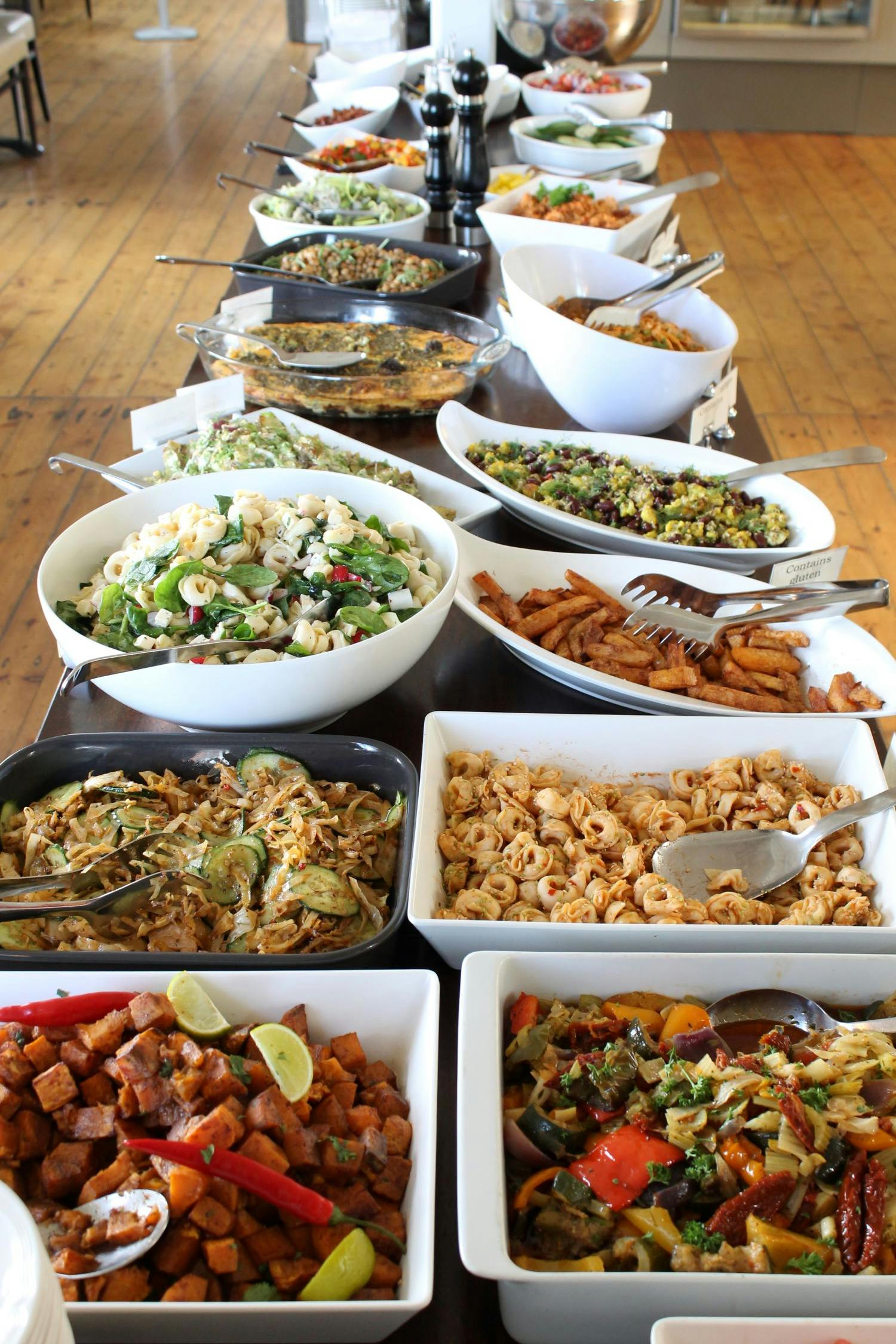 Bowls filled with vegetarian dishes at the Settlement Center in Borgarnes