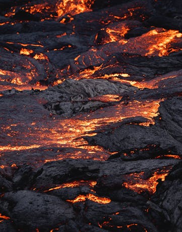 Glowing lava flow