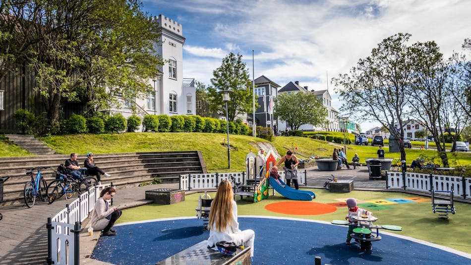 Reykjavik playground in summer