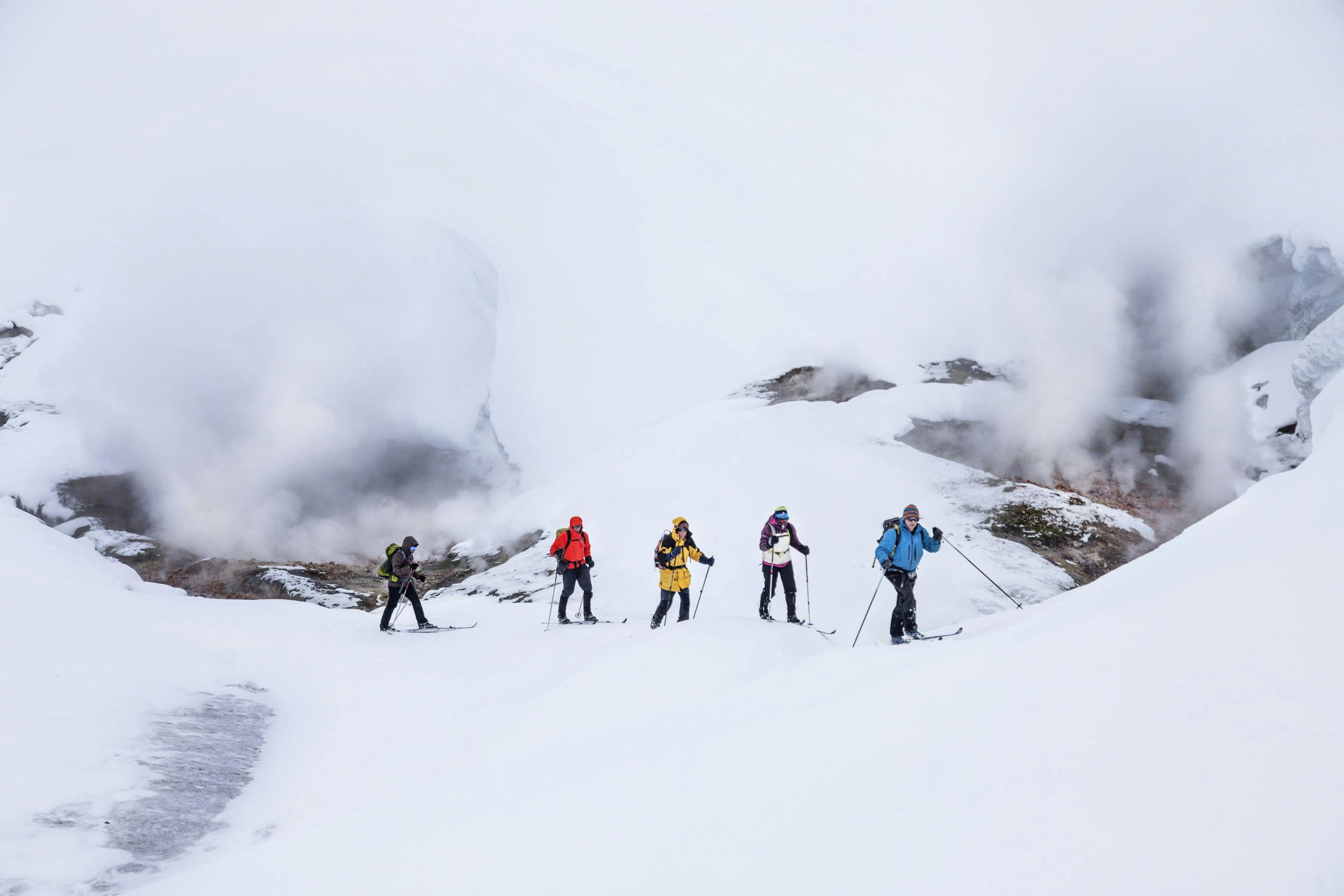 People skiing in Iceland