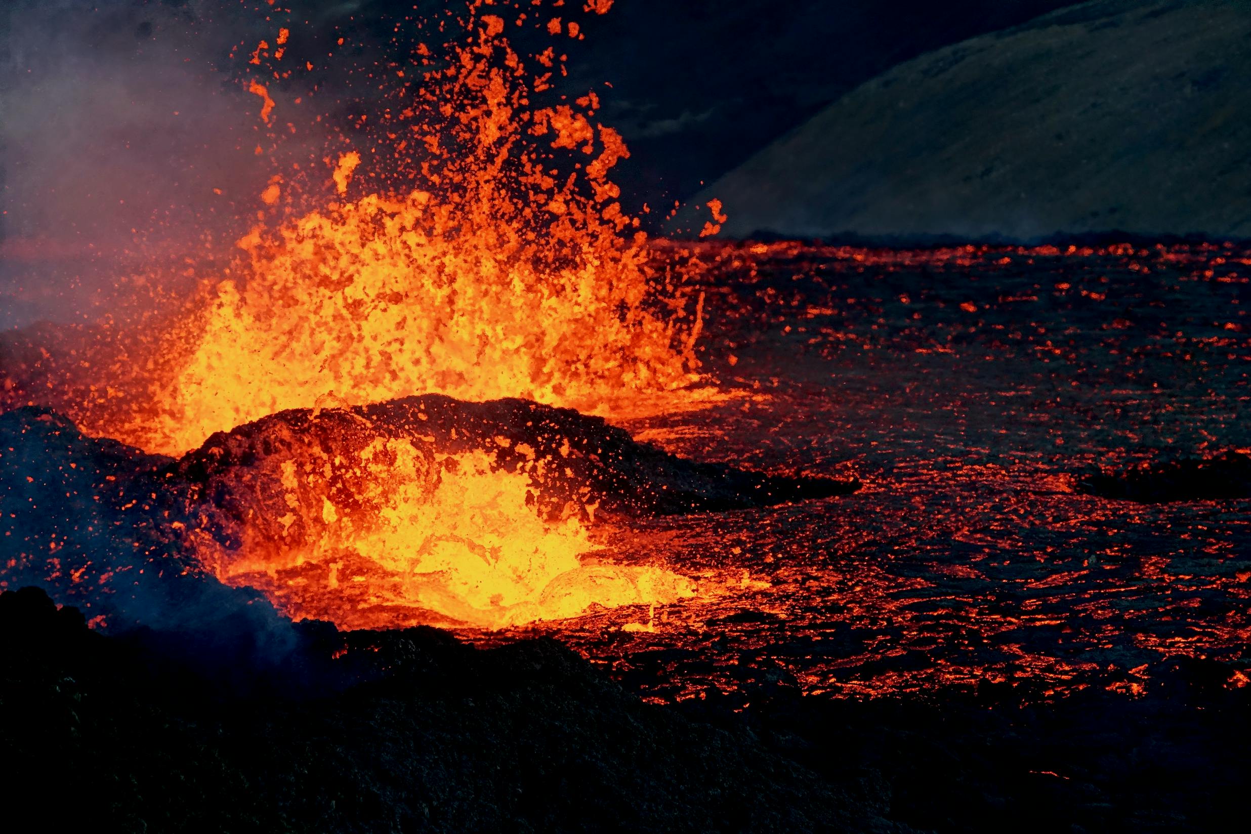 Sea of lava at Fagradalsfjall Volcano