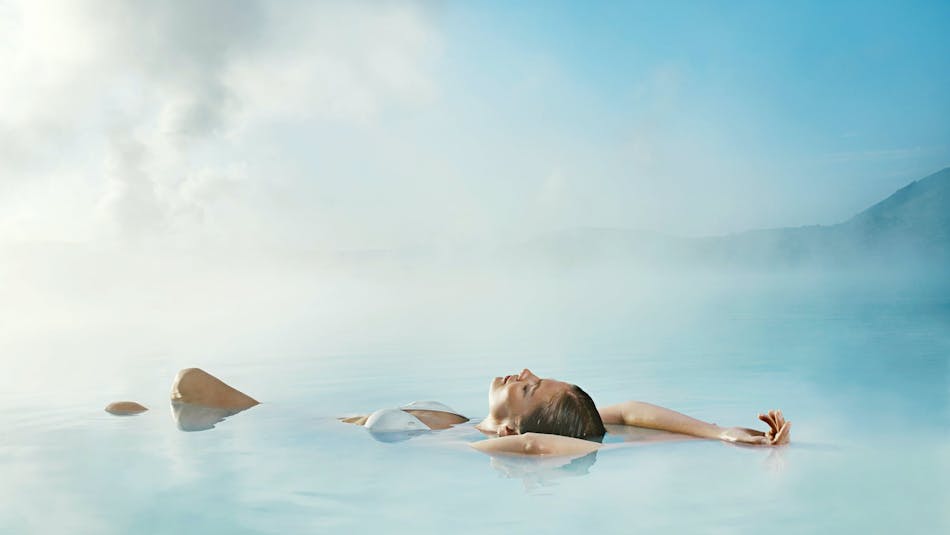 Woman relaxing in the Blue lagoon