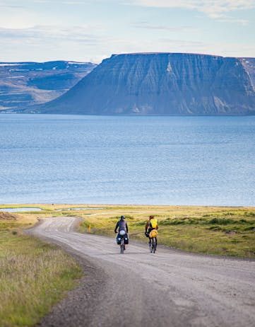 Biking in solitude in the Westfjords region of Iceland