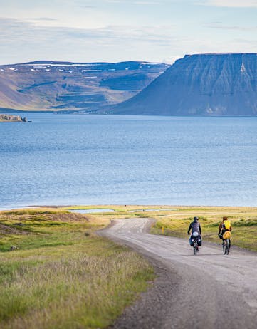 Biking in solitude in the Westfjords region of Iceland