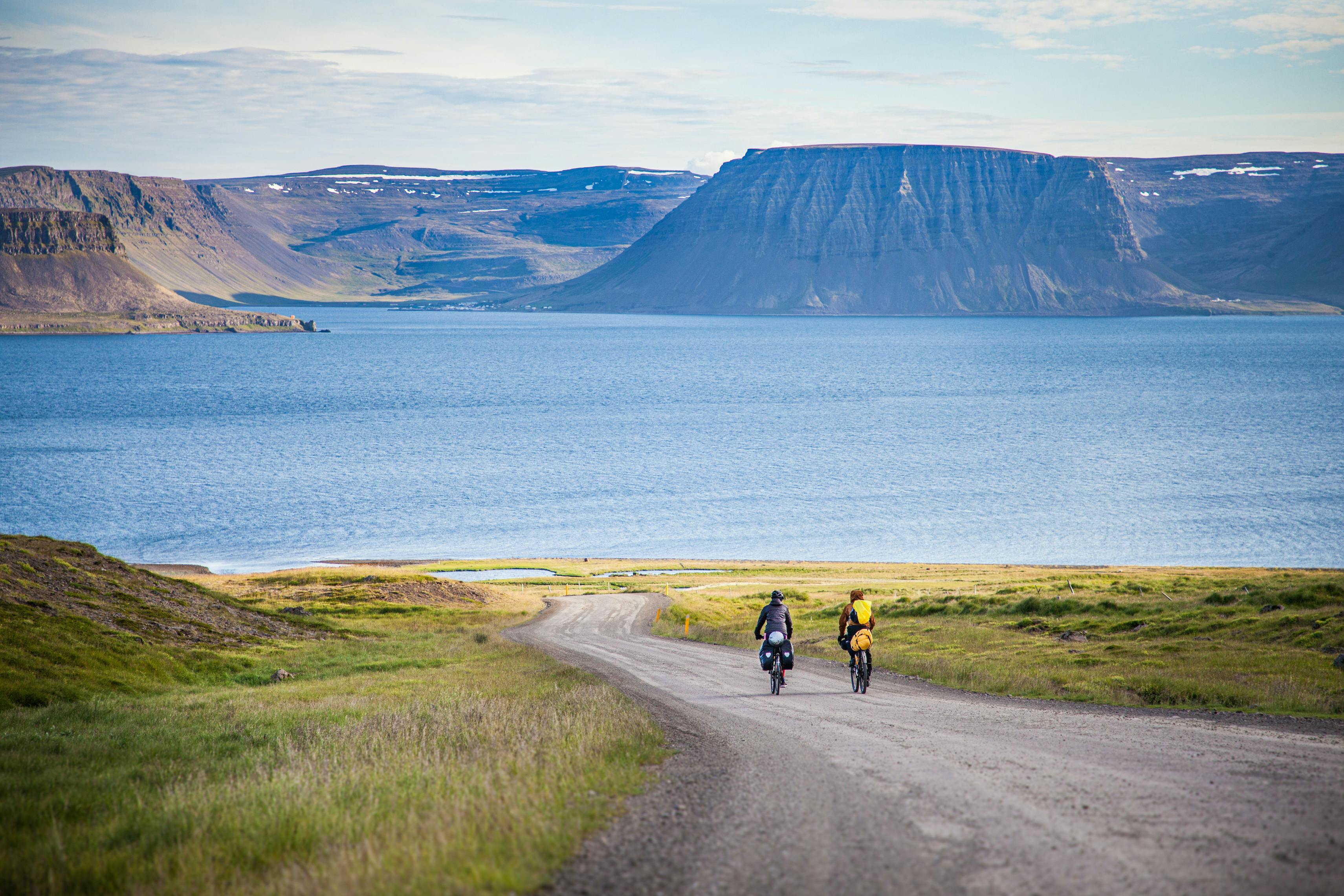 Biking in solitude in the Westfjords region of Iceland