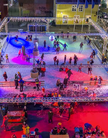 Ice skating rink in downtown Reykjavík during December