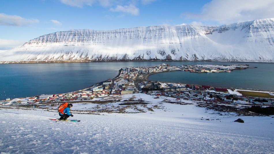 Backcountry skiing in Ísafjörður, Iceland