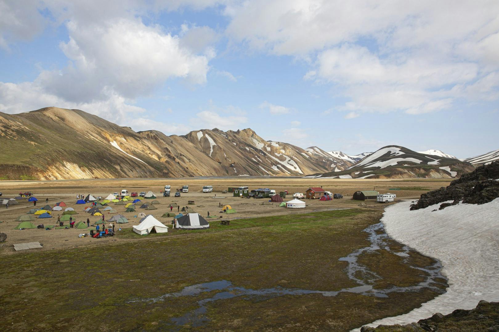People camping in Landmannalaugar