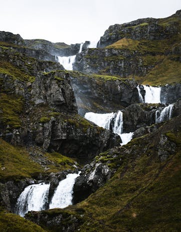 Cascading Icelandic waterfall 