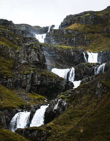 Cascading Icelandic waterfall