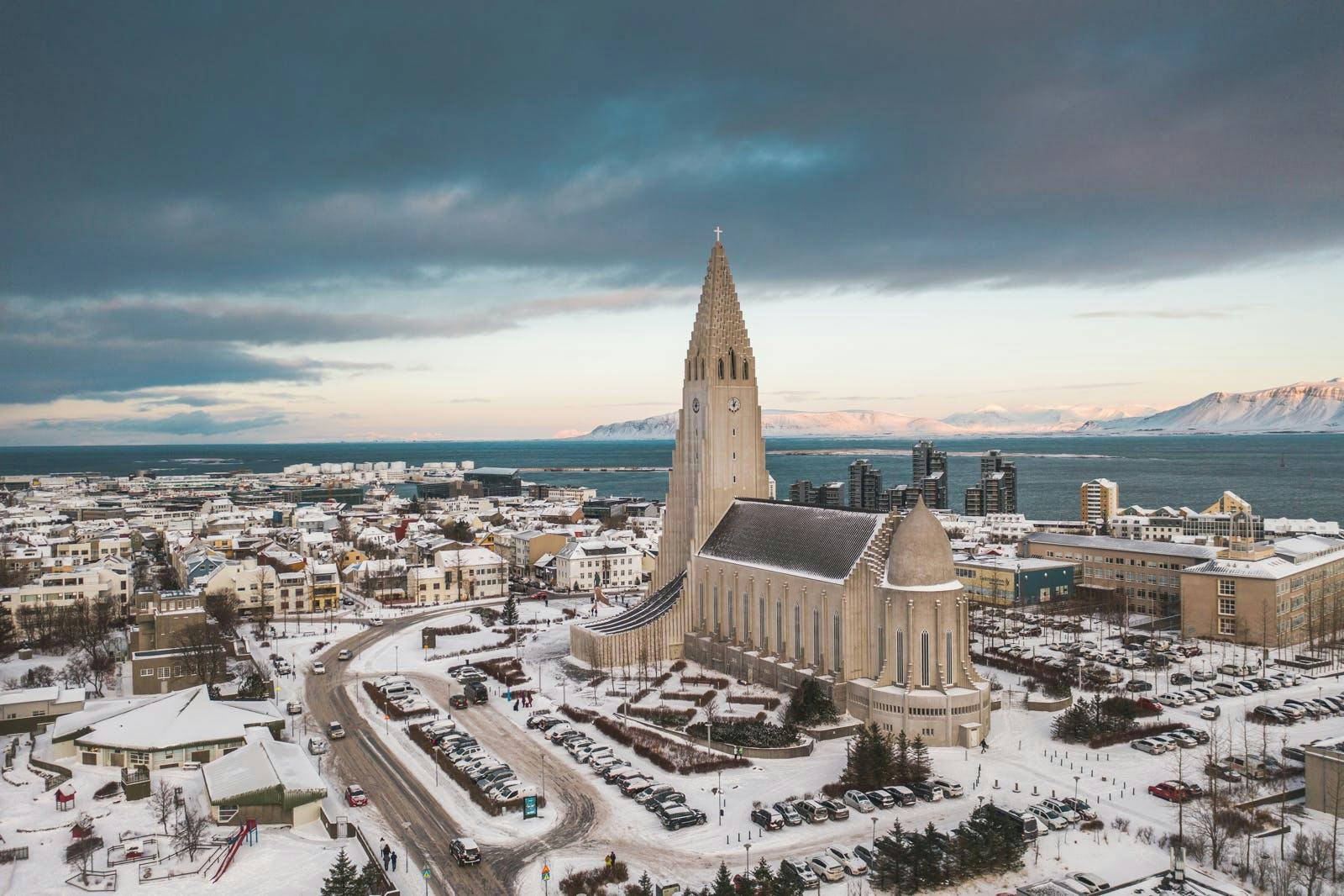 A view over Reykjavik in winter