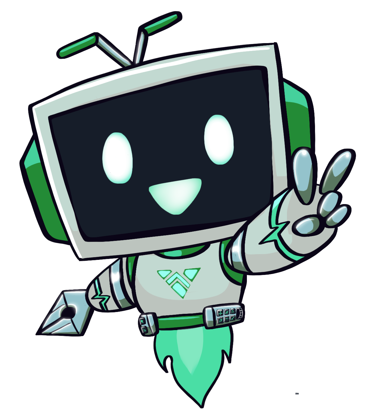playful green robot