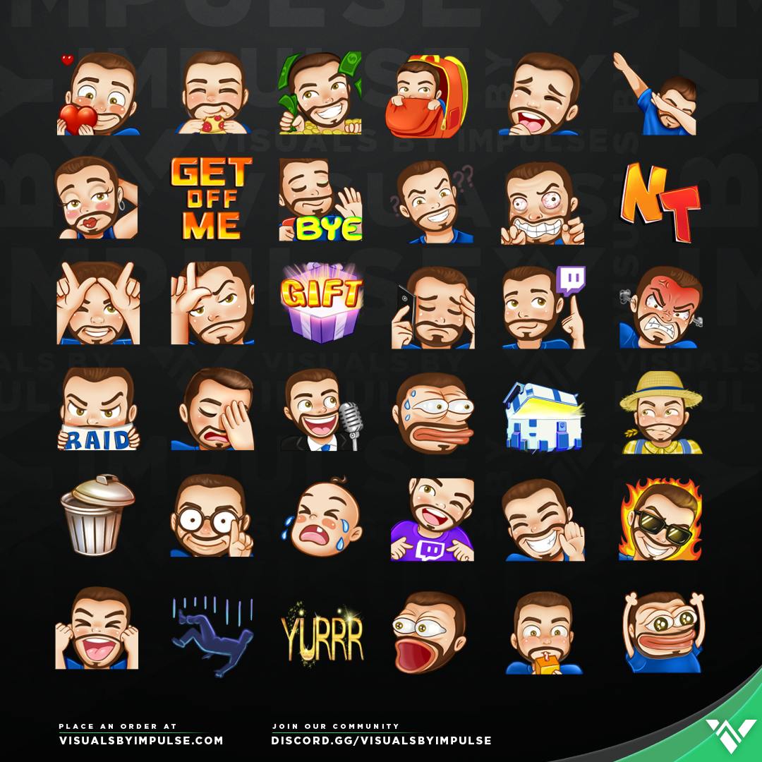 36 Small Illustrated Emotes for CouRageJD