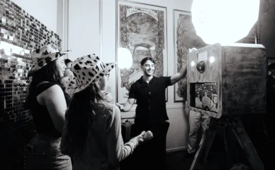 Carlos with the photobooth and guests