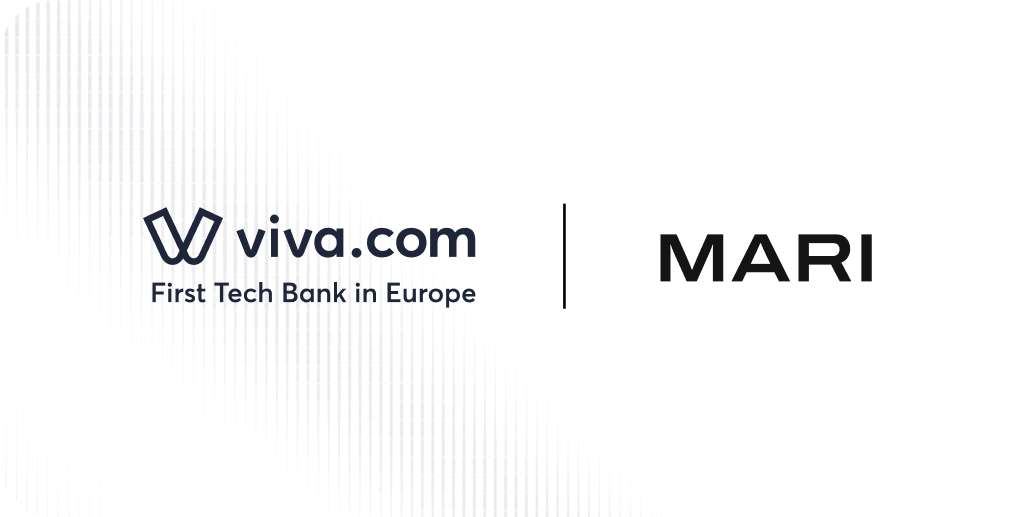 Viva.com and MARI partner logos side by side on a white textured background, representing the partnership to power cashless payments across five major UK live events