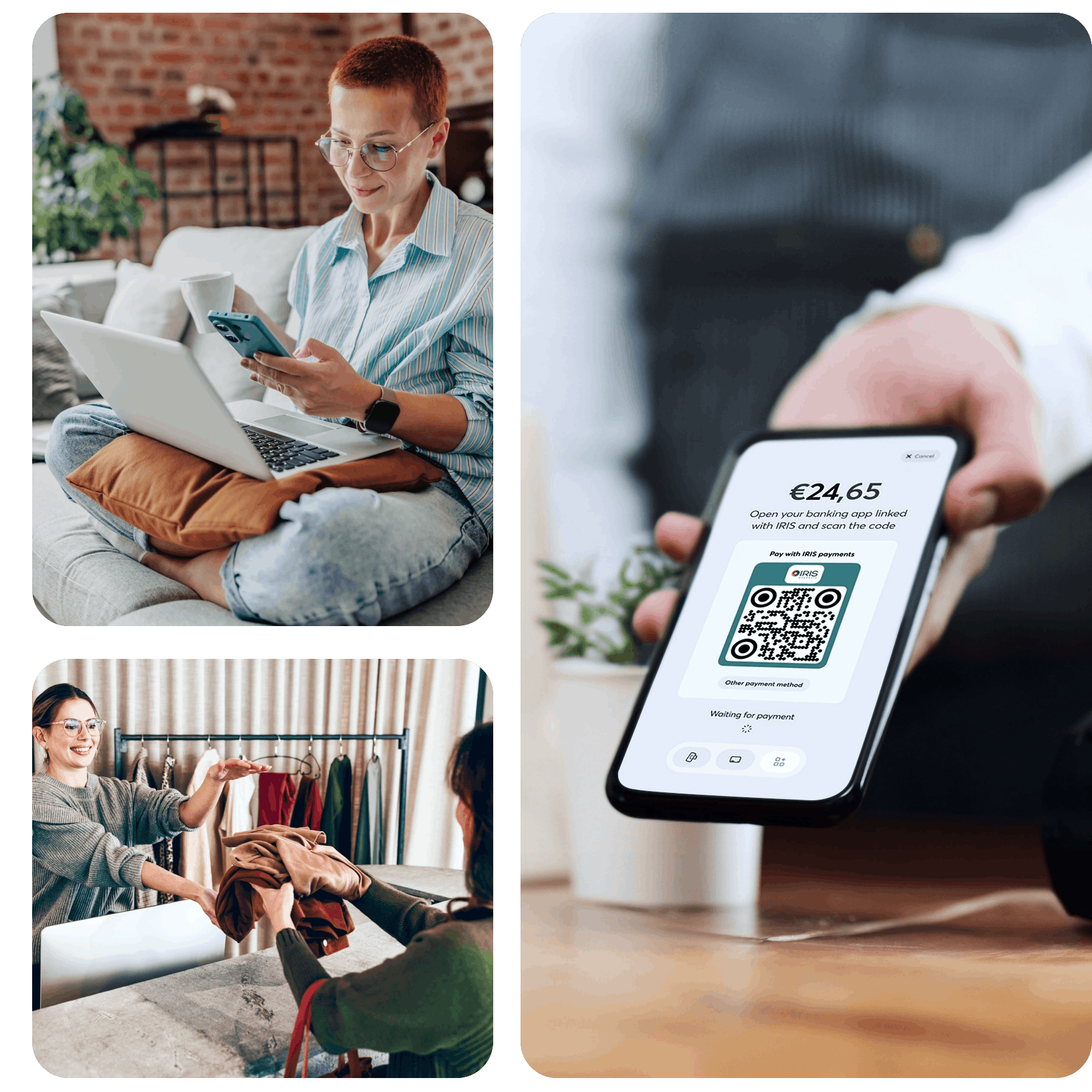 Omnichannel εμπειρία checkout με πληρωμές IRIS μέσω της Viva.com, που απεικονίζει τη συμμόρφωση με τις νέες υποχρεωτικές απαιτήσεις πληρωμών για Έλληνες εμπόρους.