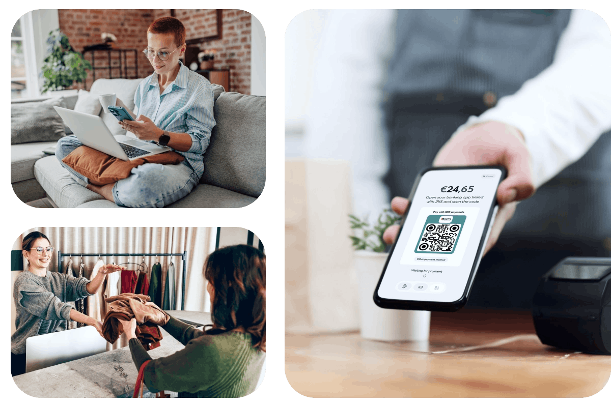 Omnichannel εμπειρία checkout με πληρωμές IRIS μέσω της Viva.com, που απεικονίζει τη συμμόρφωση με τις νέες υποχρεωτικές απαιτήσεις πληρωμών για Έλληνες εμπόρους.
