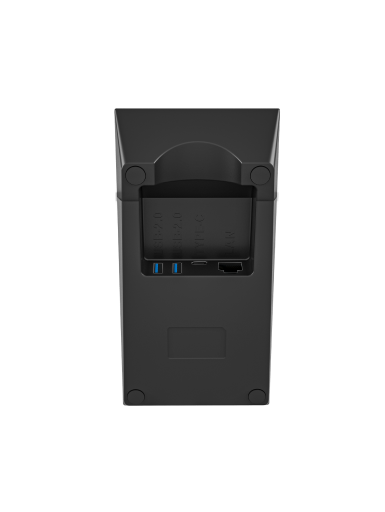 This image displays the backside of the Ciontek CS50C charging base, revealing the rear docking surface