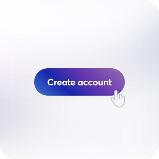 Gradient button labeled “Create account,” representing the first step where users click to begin signing up for Viva.com.