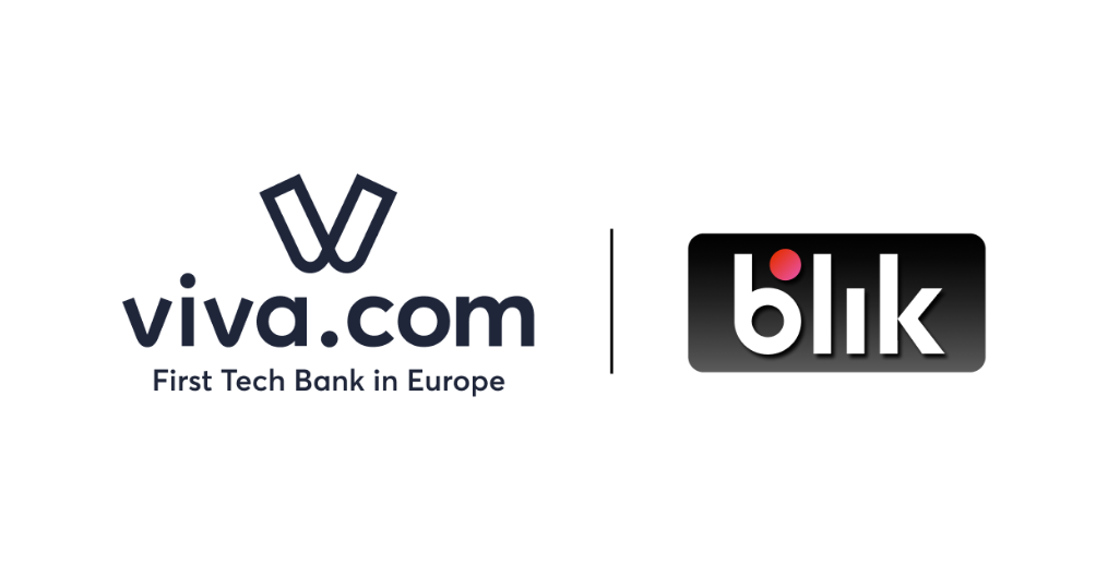 Logotypy Viva.com i BLIK wyświetlone razem, aby podkreślić akceptację płatności BLIK z Viva.com