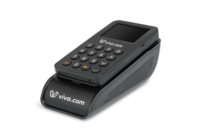 Pocket Card Terminal Stand front view with device