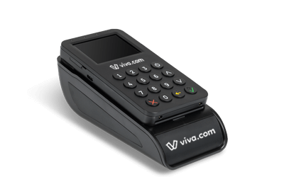 Pocket Card Terminal Stand front view with device