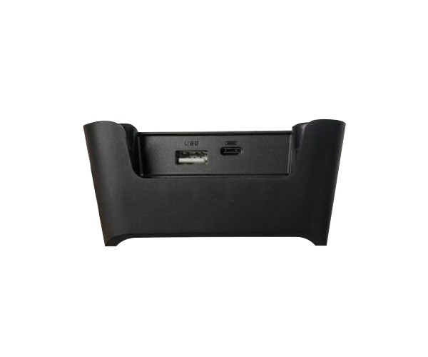 Sunmi P3 charging cradle rear view showing USB-A and USB-C charging ports