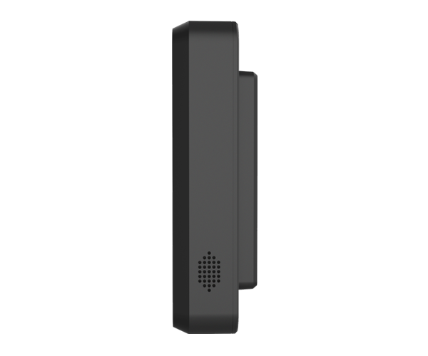 VivaPOS CM30P left side profile view showing built-in speaker grille and slim form factor