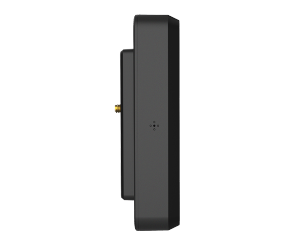 VivaPOS CM30P right side profile view showing SMA antenna connector and wall-mount bracket