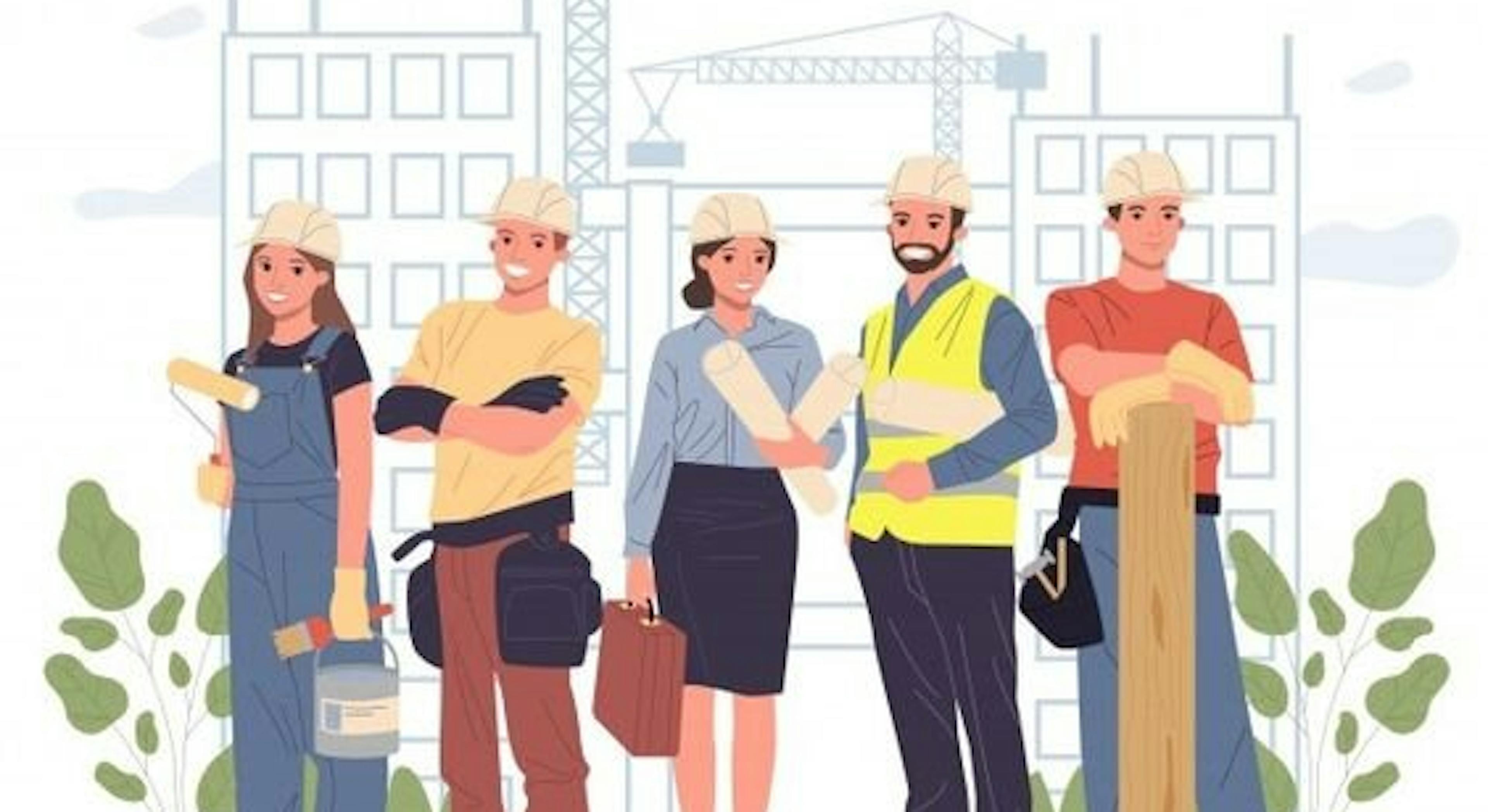 People at construction scene