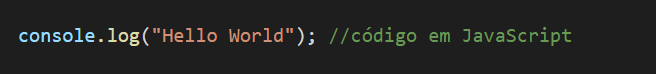 Exemplo de código em JavaScript.