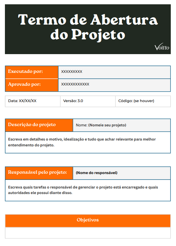 Termo de abertura de projeto exemplo