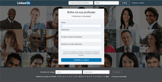 Cadastro no Linkedin