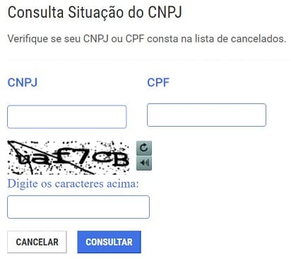 Consulta situação do CNPJ