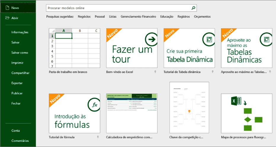 Como criar uma nova pasta de trabalho. Créditos: Reprodução