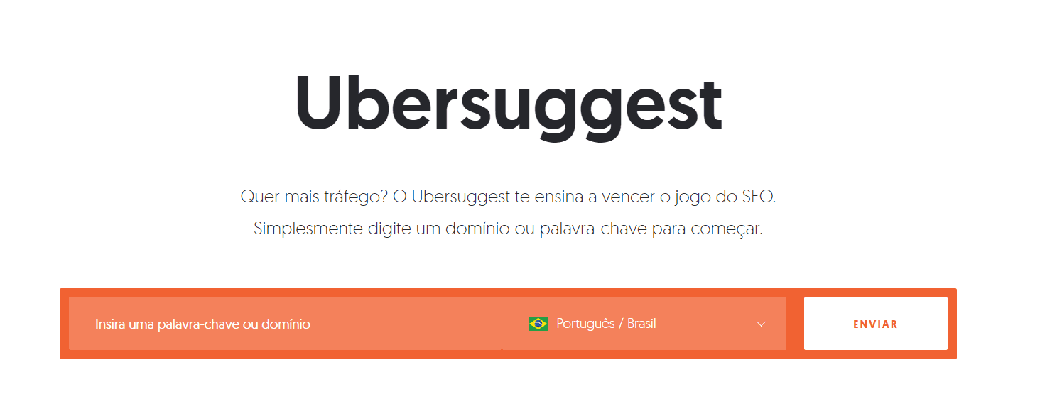 Interface do Ubersuggest.