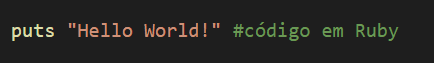 Exemplo de código em Ruby.