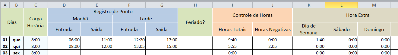 Registro do Ponto Mensal