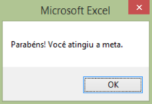 Parabéns! Você atingiu a meta.