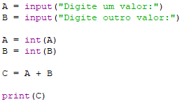 código no python para soma