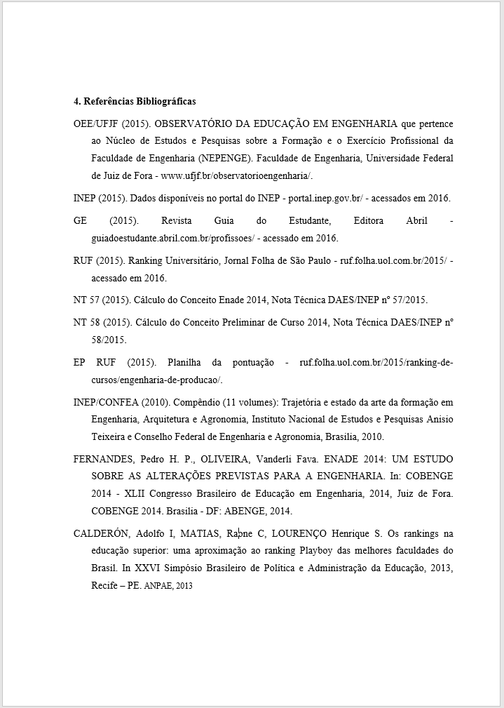 Referências em artigo científico