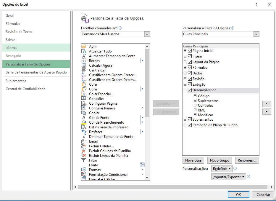 Ativando a macro no Excel