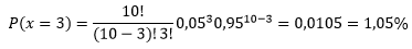 Aplicando os conceitos a equação de distribuição binominal.