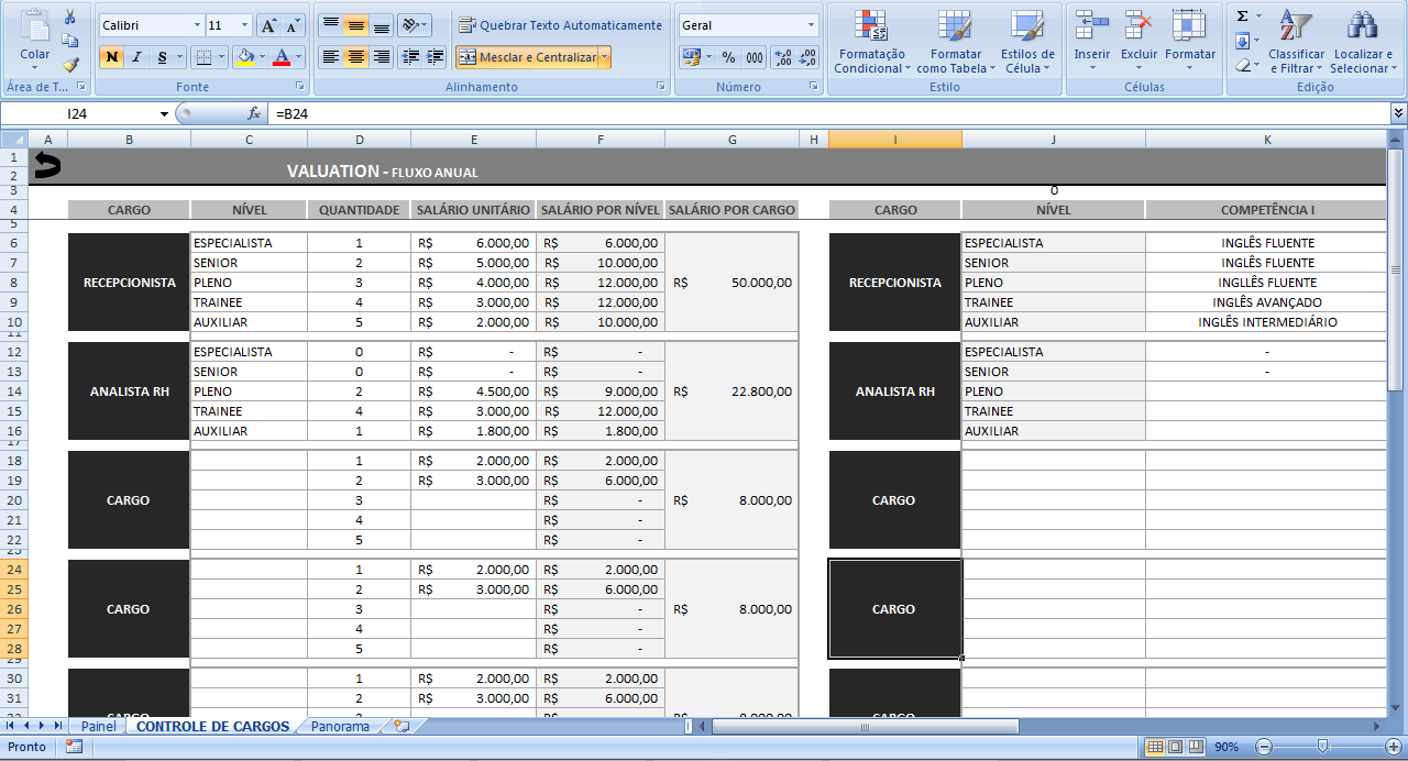 Como Fazer Um Plano De Cargos E Salários No Excel 8403