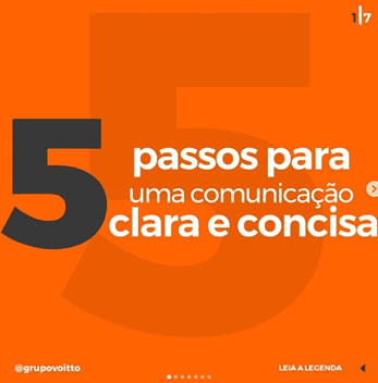 Imagem de uma publicação do Instagram sobre os 5 passos para uma comunicação clara e concisa 