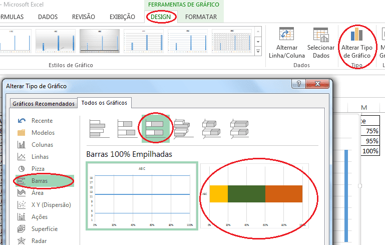 Selecionando o tipo de gráfico que será feito