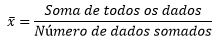 Fórmula para calcular a média